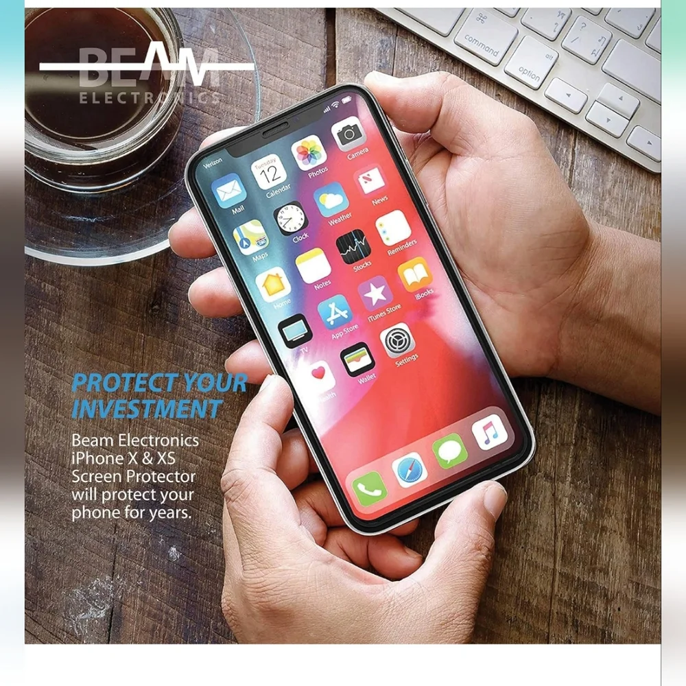 Screen Protector for iPhone X, XS, 11 Pro, Beam Electronics Tempered Glass 4pack